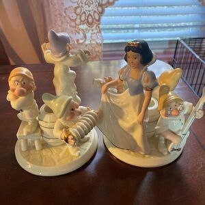 New from LENOX Snow White & the Seven Dwarfs Candle Holders 2002 Perfect set